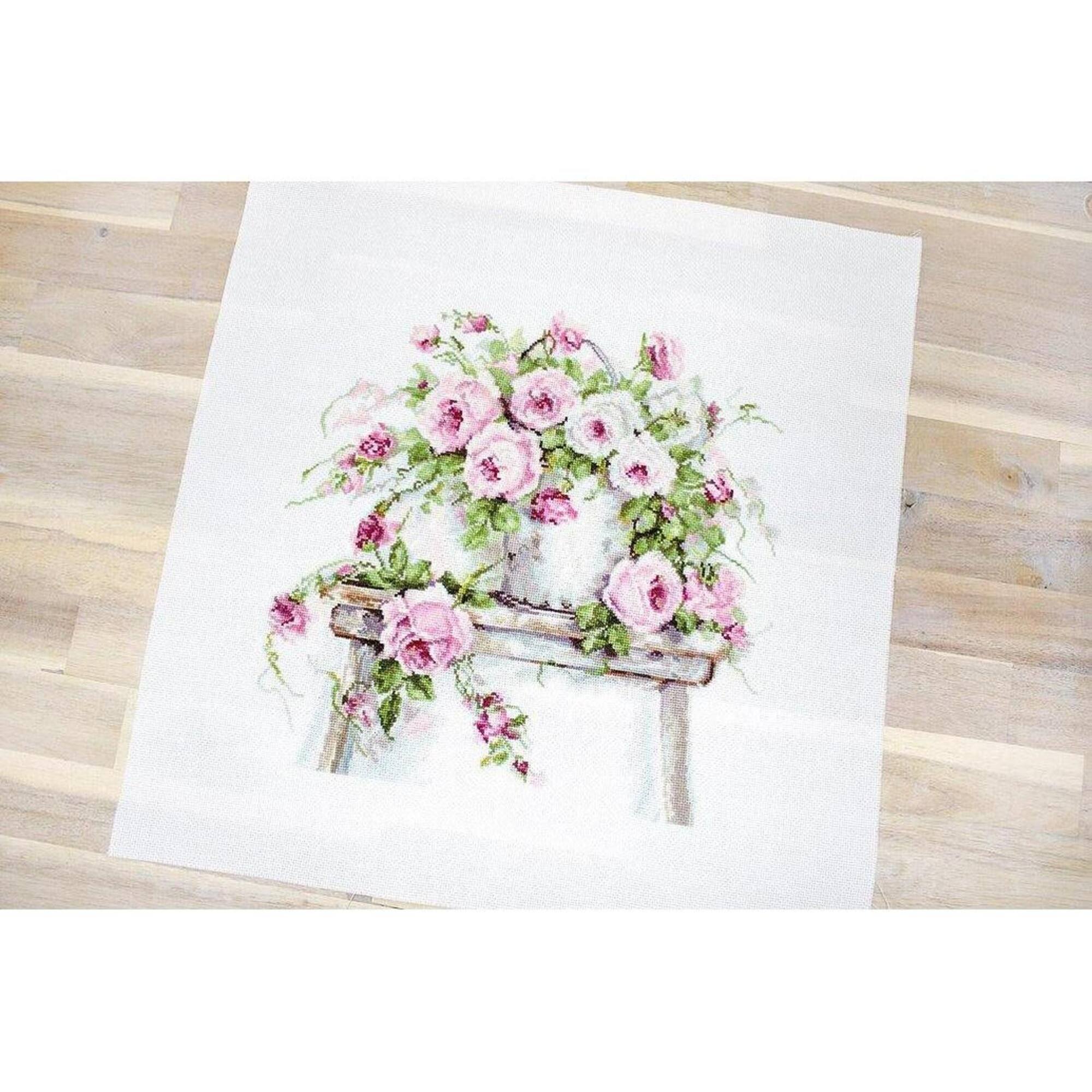 Luca-s Roses On A Stool Counted Cross Stitch Kit